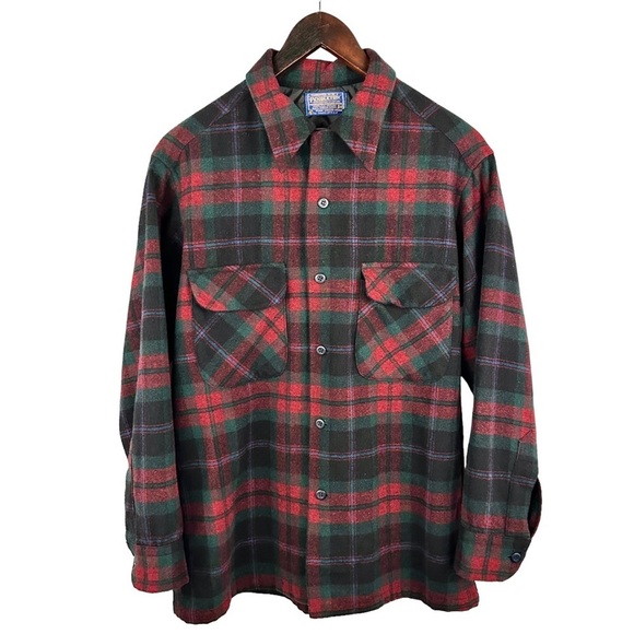 PENDLETON Vintage Classic Hunter Plaid Wool Flannel - Picture 1 of 7